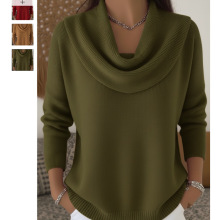 2025跨境外贸女装独立站亚马逊速卖通秋冬季新款纯色长袖上衣毛衣