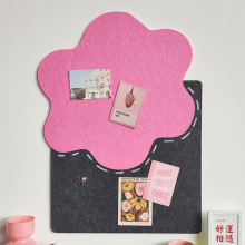 彩色毛毡板软木板照片墙毛毡墙贴卡通公告栏展示板留言板挂墙绢花