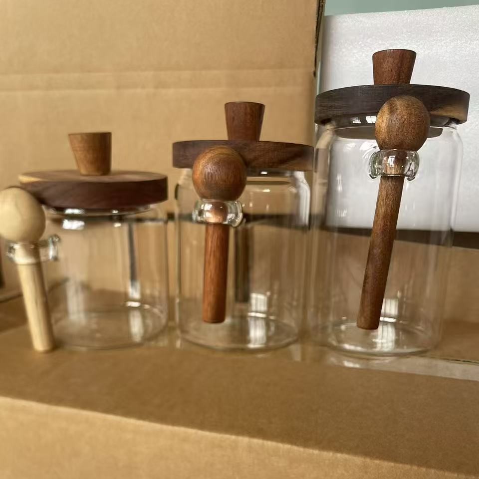 Tarro de almacenamiento de granos de café Tarro de vidrio sellado con cuchara Botella pequeña Caja de almacenamiento de frijoles Tarro de almacenamiento de café en polvo Tarro de té