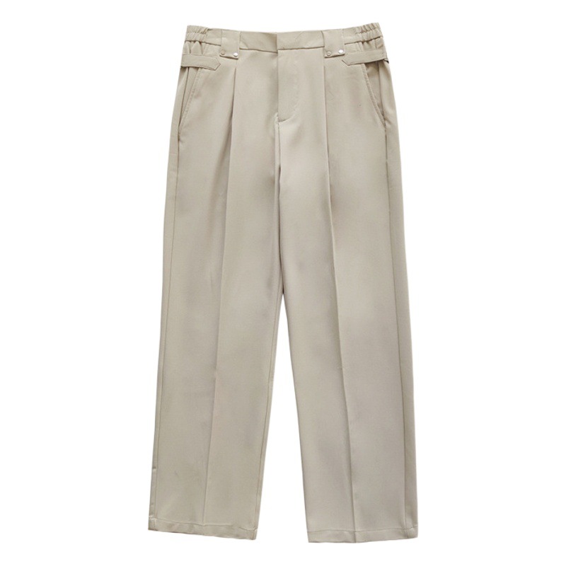 Pantalones de traje drapeado pantalones de pierna ancha de otoño para hombres pantalones sueltos rectos pantalones casuales pantalones de traje de color sólido desplegable