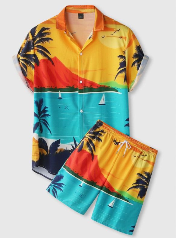 2025 nuevo estilo Amazon transfronterizo tendencia de moda casual europea y americana camisa de manga corta pantalones cortos traje MB1 MA1