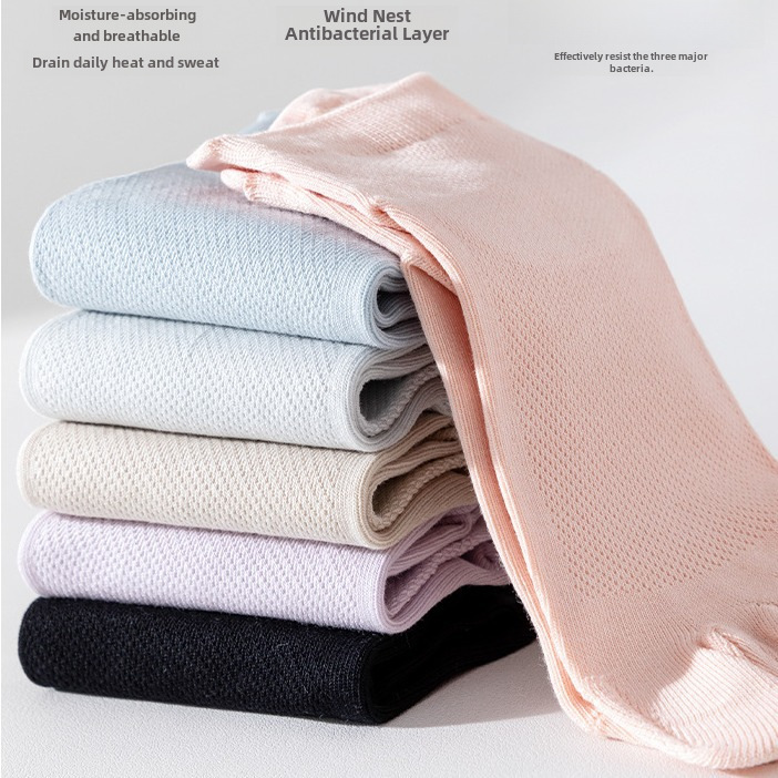 Selected Five-Toe Socks for Women, Pure Cotton Sports Toe-Split Socks for Spring and Autumn Seasons, All-Cotton Anti-Odor Mesh, Breathable and Absorbent Women's Socks