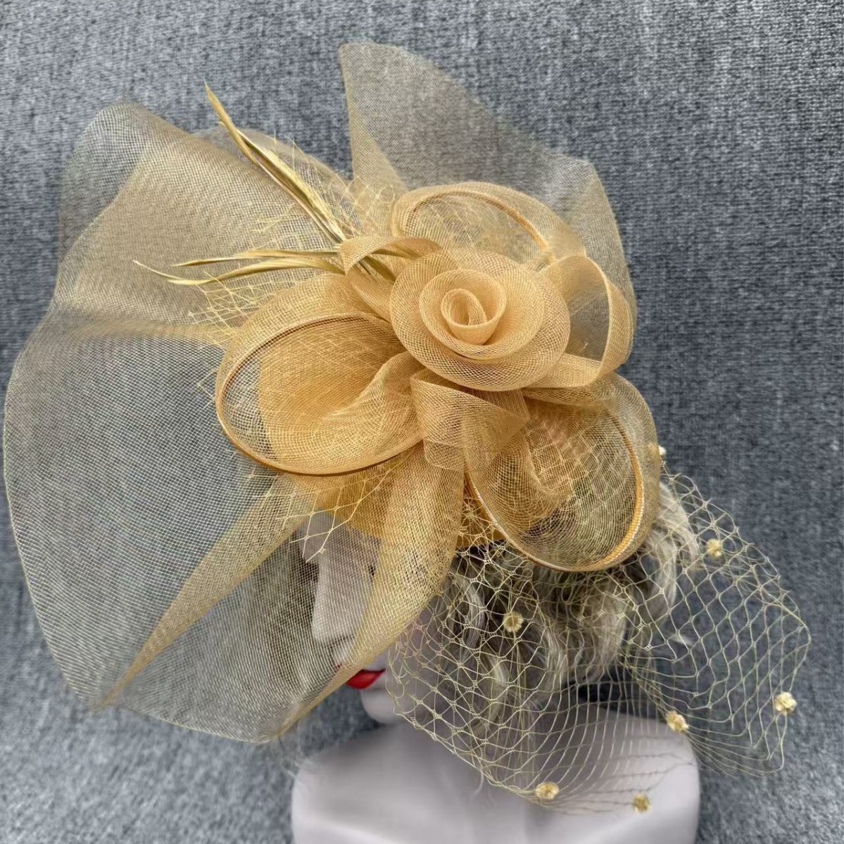 Amazon European and American Bride Exaggerated Hair Accessories Vintage Feather Headpiece Veil Headwear African Fascinator Small Hat