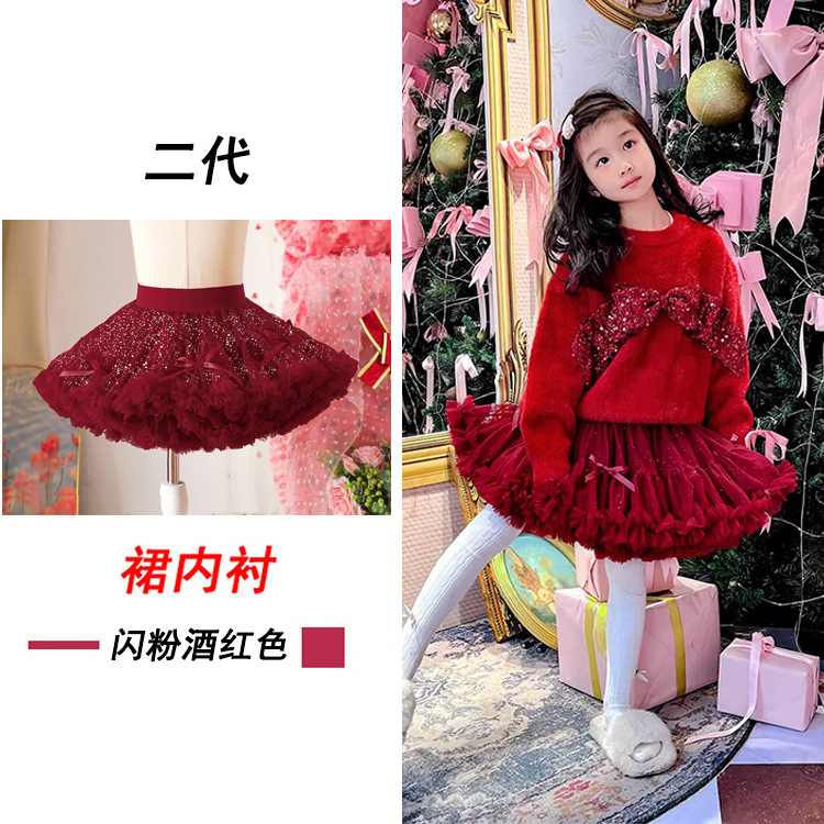 法国女童tutu裙春夏宝宝公主半身裙儿童兔兔裙婴儿纯色蓬蓬裙闪粉