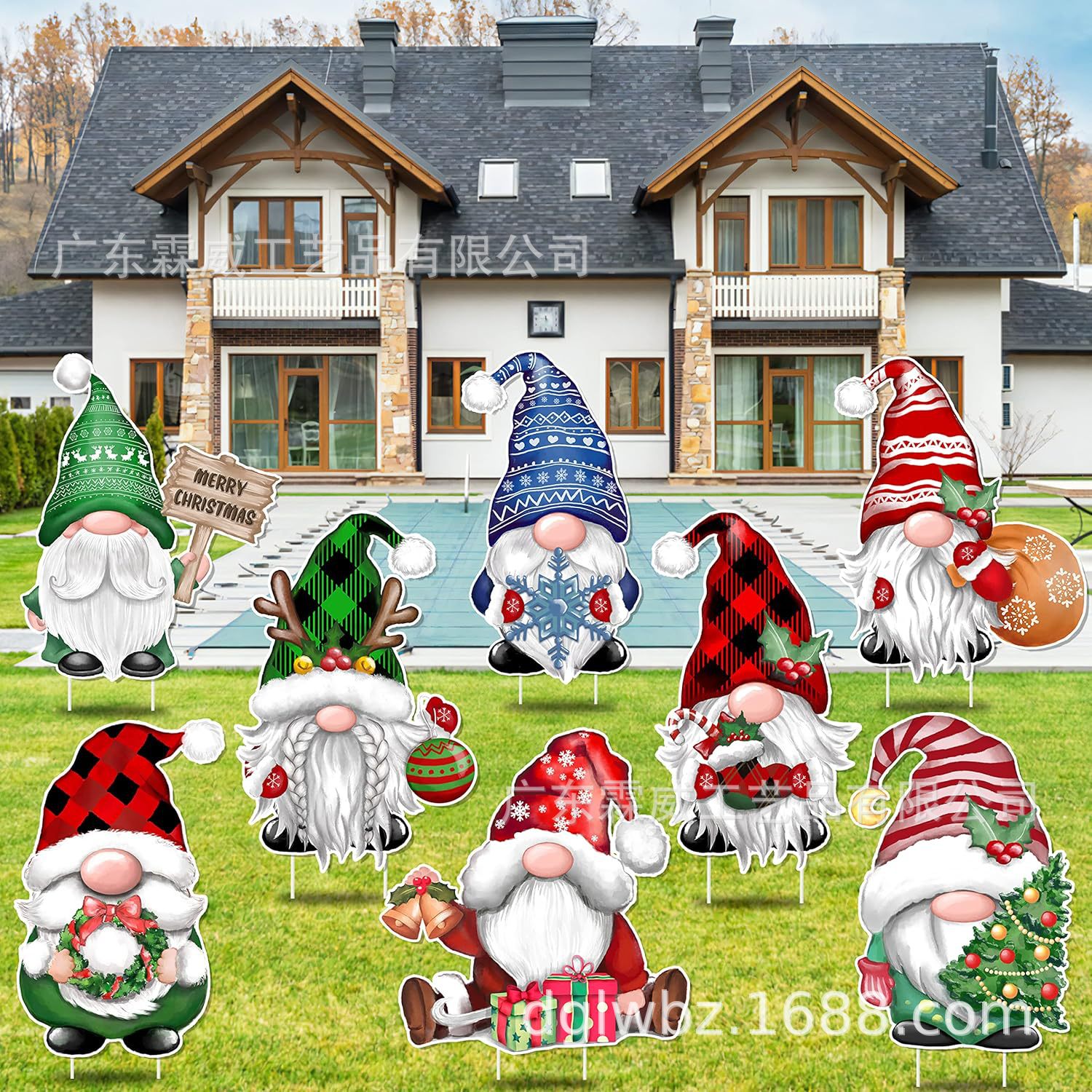 New 8-piece Christmas card gnome garden props outdoor lawn decoration winter home Christmas card