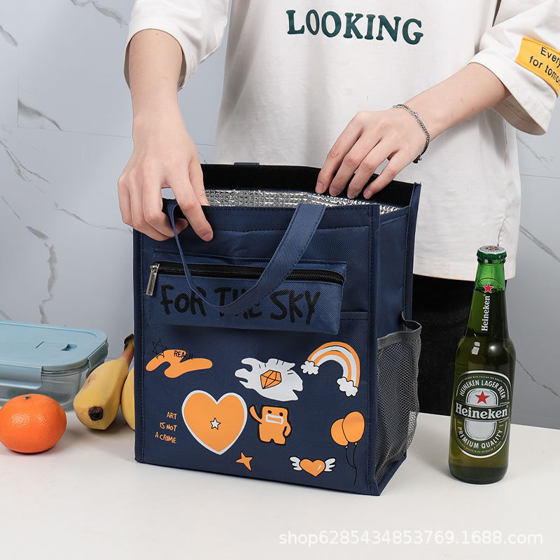 Children's cute cartoon picnic lunch bag lunch box bag primary school student portable insulated lunch bag large portable hand bag