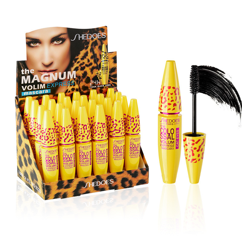 Shedoes tubo de plátano amarillo estampado de leopardo largo y grueso rímel tridimensional en línea recomendar ventas directas de fábrica