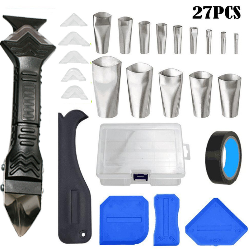 박스형 (27 종 세트 [14 스테인리스 고무 노즐 + 투명 쓰리인원 메탈 스크레이퍼 1 + 6 소프트 헤드 + 4 음양 스크레이퍼 + 1 테이프 + 1 박스]]