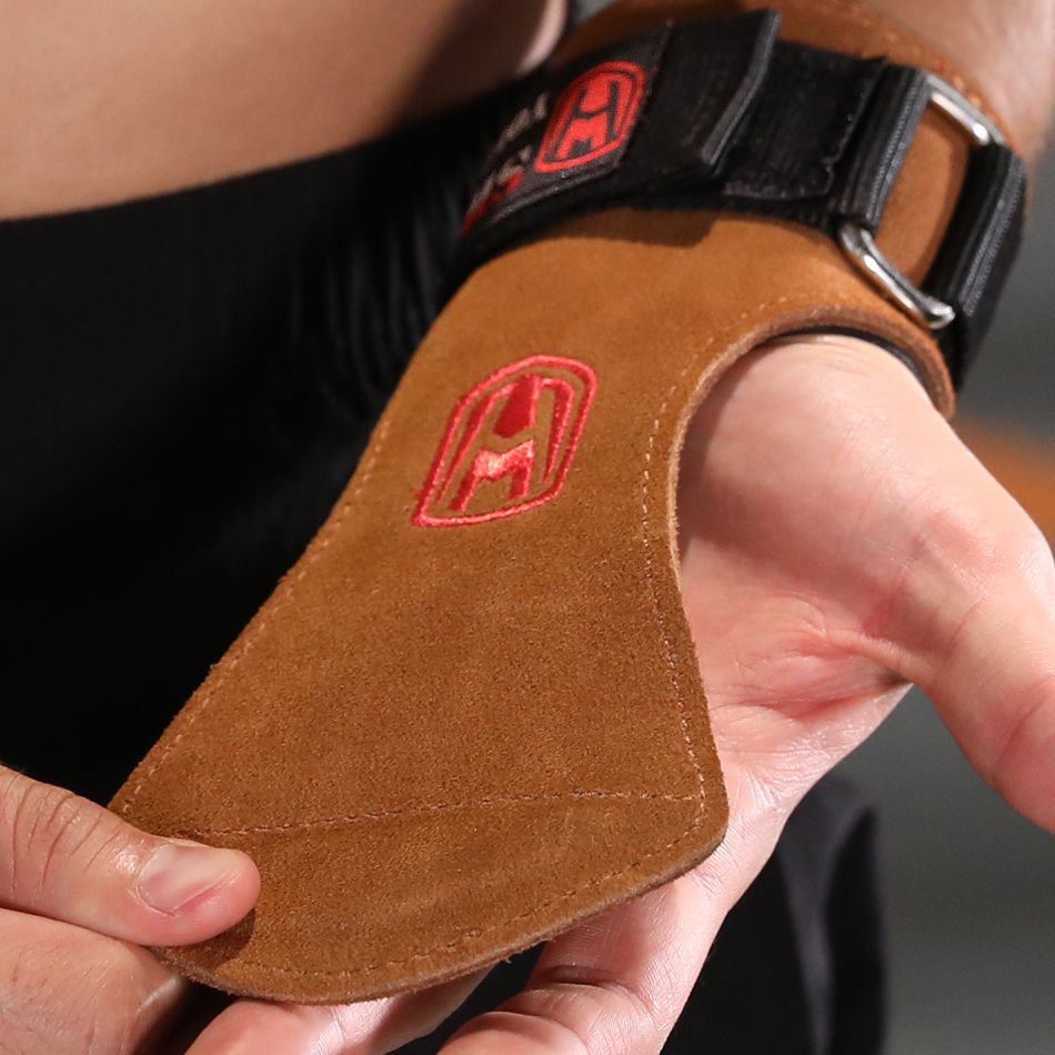 Cinturón de refuerzo de piel de vaca de peso duro, protector de palma, protector de muñeca, cinturón de agarre para hombres y mujeres, guantes de fitness, barra horizontal, pull up, protector de manos
