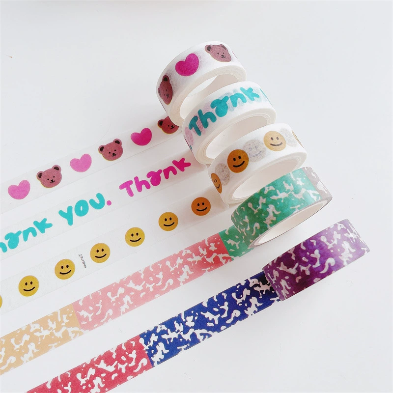[5 M] Южная Корея ins Style Красочные молочные полосы любовь медведь смайлик рука счет материал наклейки и бумажная лента
