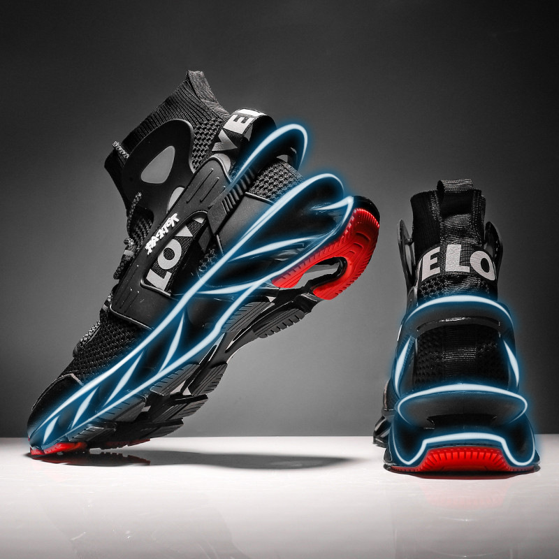Cross-Border Large Size Men's Trendy Blade Shoes, Men's Shock-Absorbing Running Shoes, Spring Breathable Thick-Soled Soft-Soled Basketball Sports Running Shoes Cross-Border Large Size Men's Trendy Blade Shoes, Men's Shock-Absorbing Running Shoes, Spring Breathable Thick-Soled Soft-Soled Basketball Sports Running Shoes
