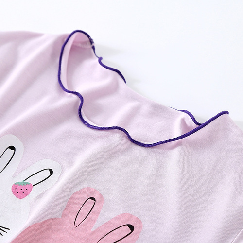 Rounuo's new children's air-conditioned clothing suit summer thin style similar to modal girls' pajamas suit three-quarter sleeve A