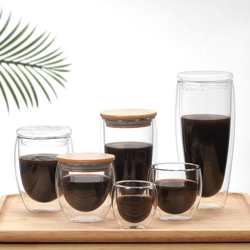 Glass cup factory egg-shaped water cup transparent coffee cup heat-resistant high borosilicate double-layer insulated glass cup wholesale cup