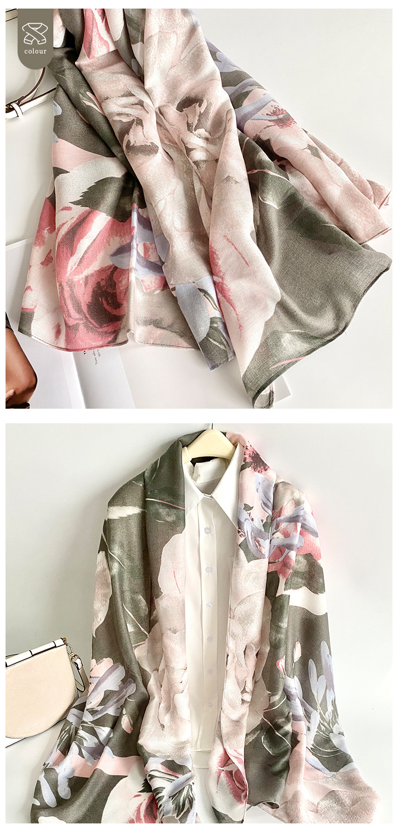 150g Weight Silk Scarf Classification Beach Occasion Polyester Material Printing Pattern Summer, Spring Season Women's Gender Elegant, Vacation Style Women's Elegant Vacation Printing Polyester Silk Scarf 4