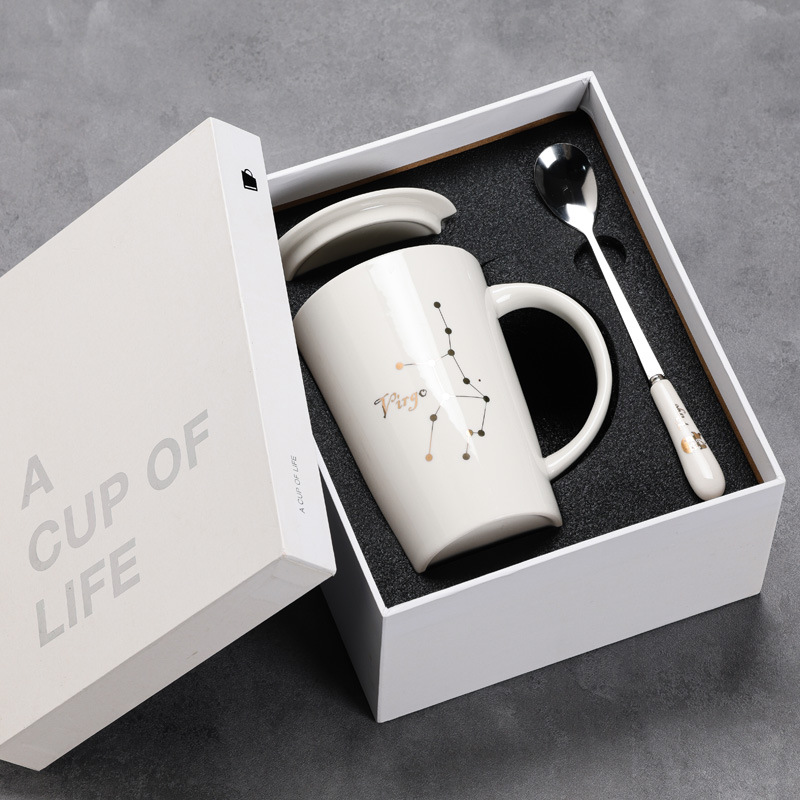 12 12 tazas de cerámica constelación tazas de agua tazas de tazas marcadas tazas de café con cubierta impresa LOGO