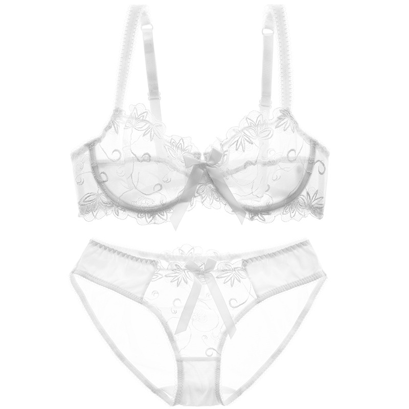 Sujetador sexy de verano para mujer Sujetador de encaje transparente traje arco europeo y americano Comercio exterior ultrafino transpirable más ropa interior de tamaño