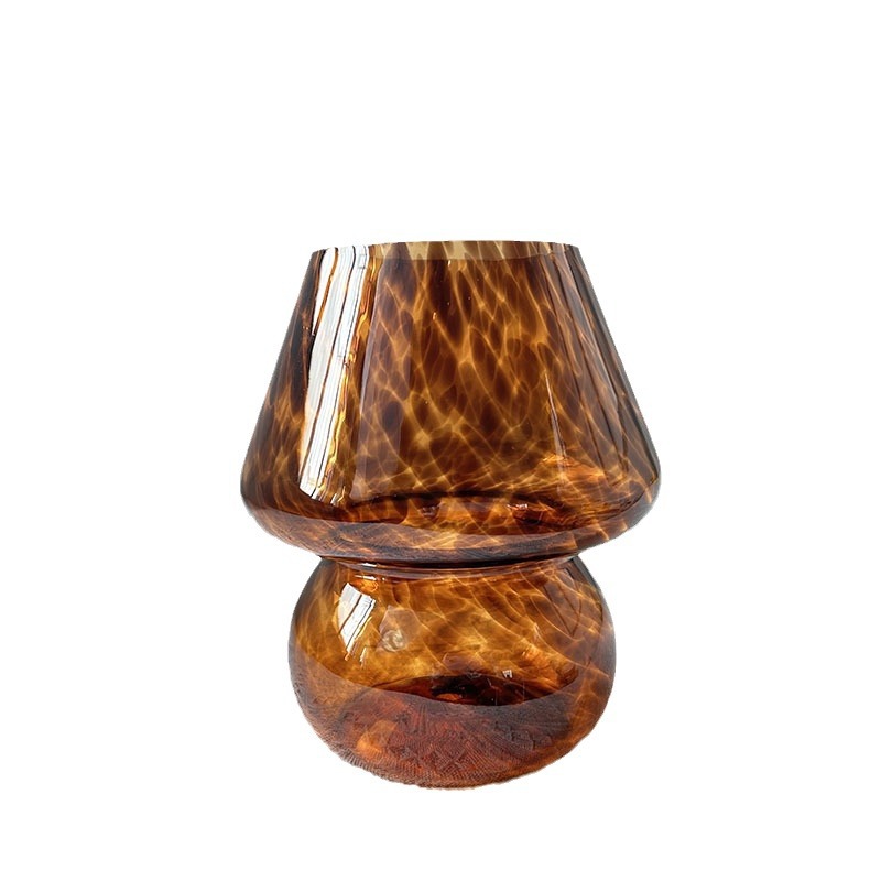 Lámpara de cristal con forma de hongo, estilo americano retro vintage, luz nocturna decorativa de lujo, lámpara de mesa para dormitorio, regulable, tipo vela, lámpara de noche.