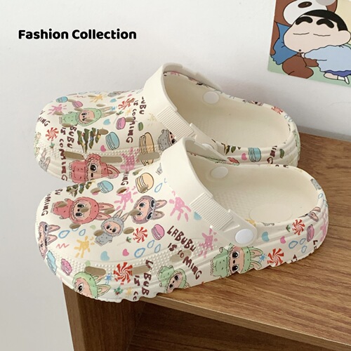 2025 Women's High Heel Summer Hole Hole Shoes Women's Outdoor Wear Thick Sole Cute Student Home Fashion Cap Toe Sandals