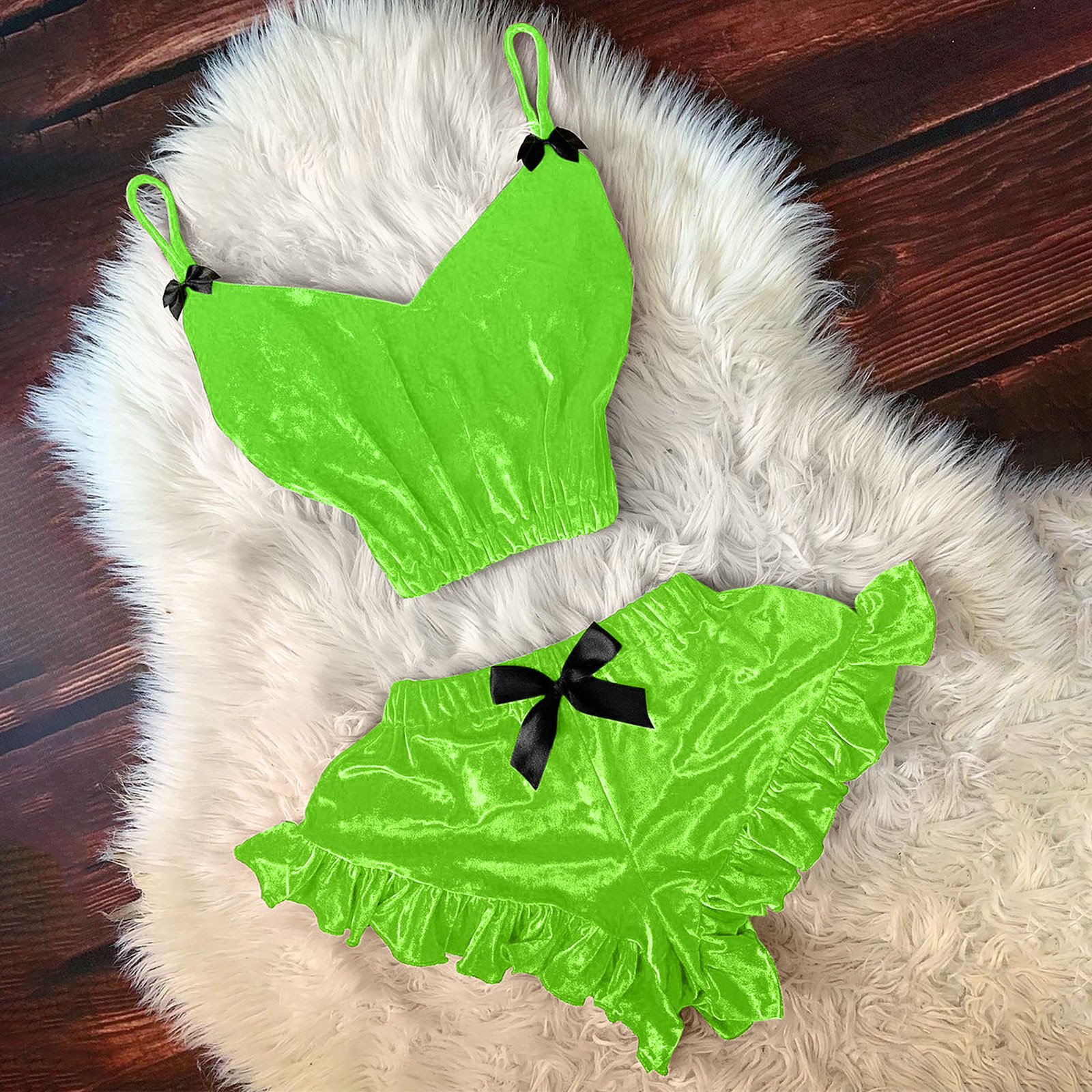 Nouveaux sous-vêtements amusants Sexy coloré velours doré suspendus pyjamas deux pièces ensemble amusant_voghion.com