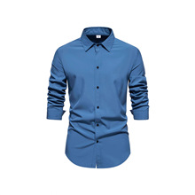 2024春装新款男士休闲衬衣男 ebay 速卖通纯色男士大码长袖衬衫男