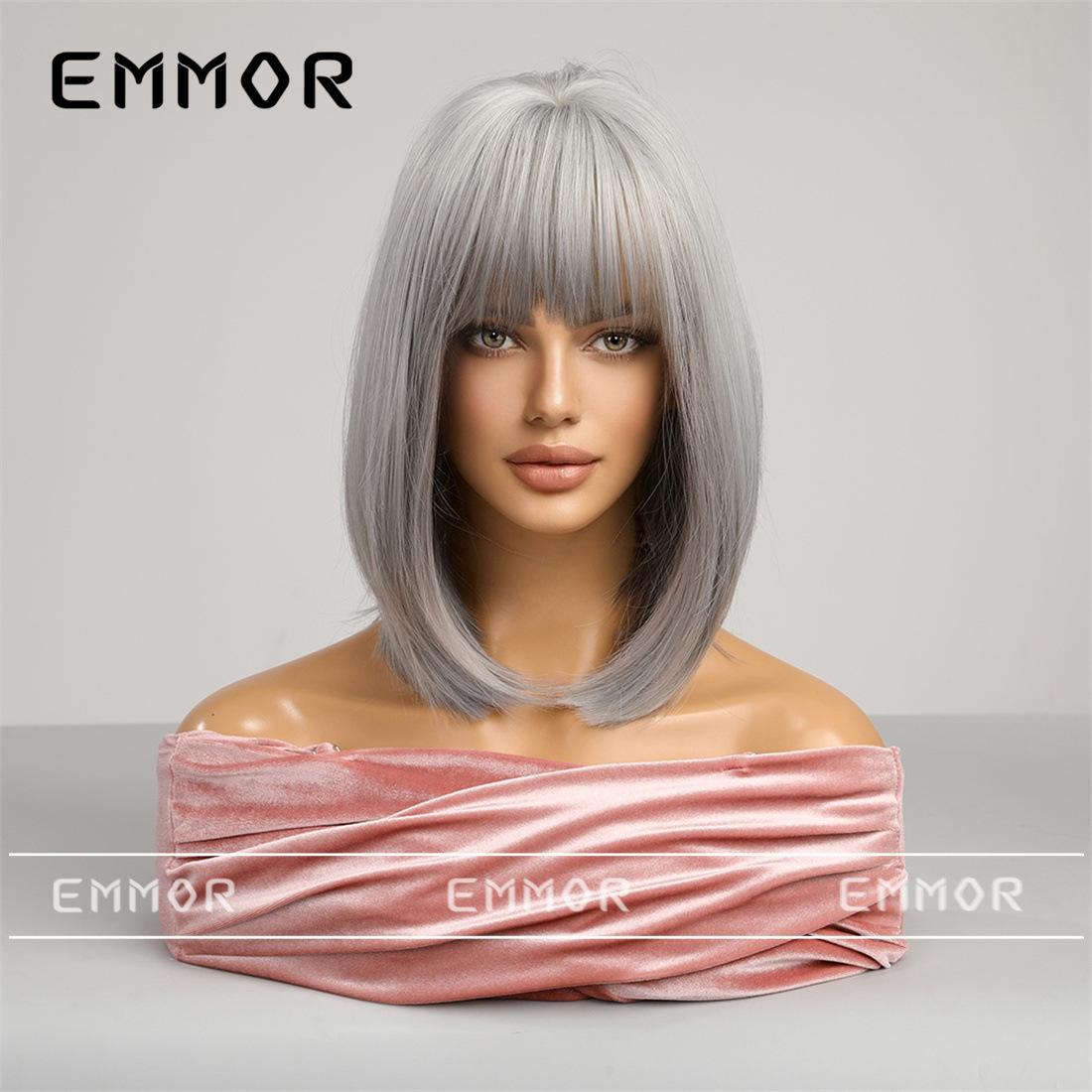 Transfronterizo flequillo negro marrón teñido púrpura Pelo Corto Bobo clavícula pelo completo cabeza cubierta en línea celebridad COS personalidad peluca