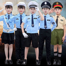 儿童小警察服军装套装男女孩警官衣服长袖短袖幼儿园角色扮演服装