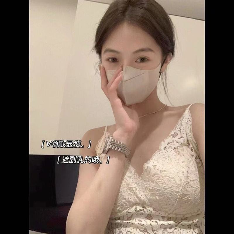 迎语馨度假蕾丝蕾丝美背吊带外穿内搭背心带胸垫文胸一体式内衣|undefined