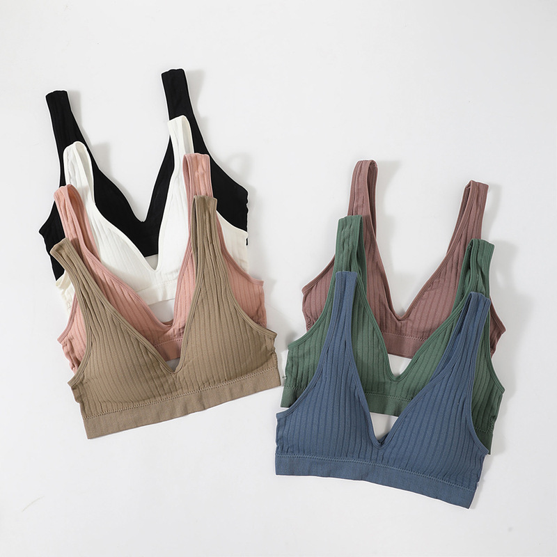 Explosive French Style Deep V plus size Bra Base Vest Women's Sexy Sports Yoga Wrap Breast Traceless Beauty Back Underwear