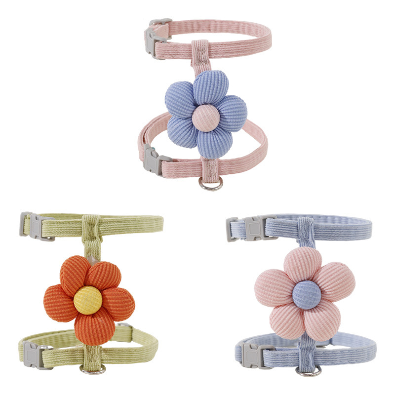 Cuerda de tracción para gatos de flores pequeñas, cuerda para gatos en forma de I, correa para el pecho con correa ajustable para mascotas