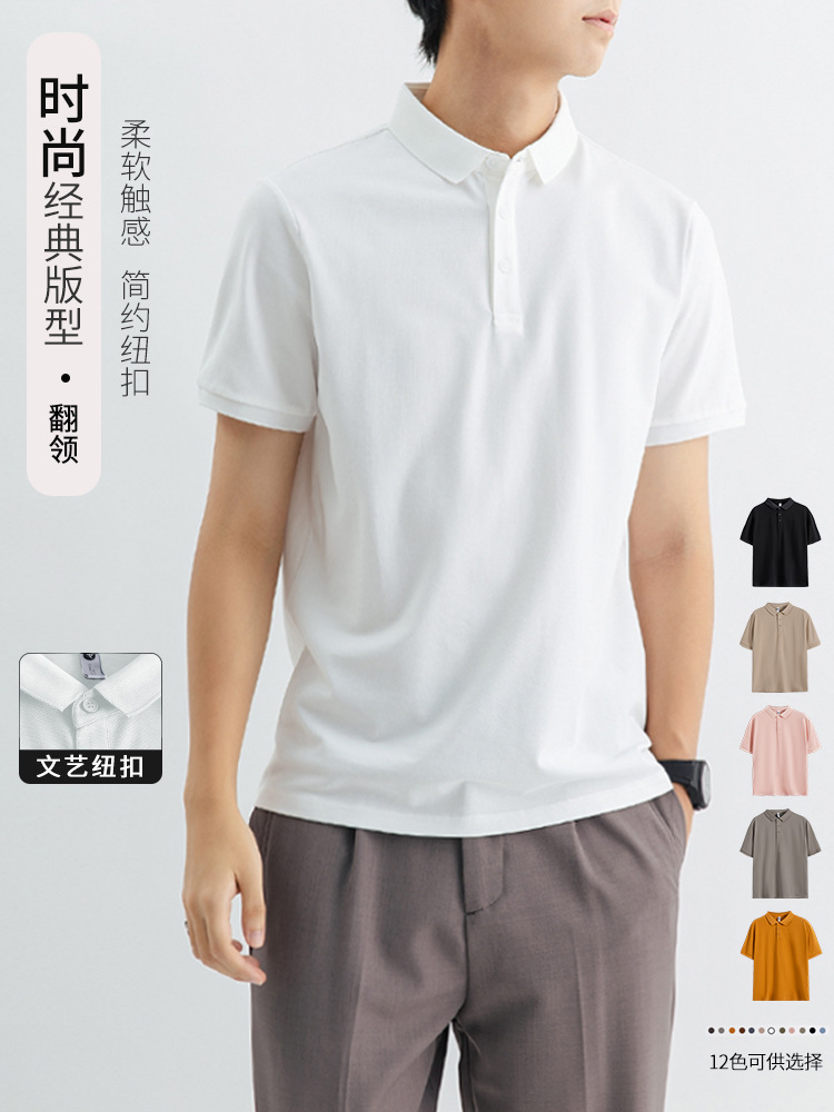Personalizado comercio exterior transfronterizo LOGO camiseta de punto de manga corta hombre de negocios casual camiseta de hombre con collar chaqueta de hombre