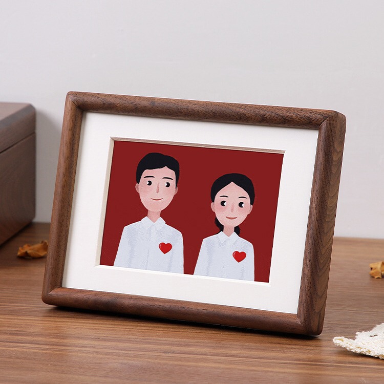 Haima photo frame wedding registration ID photo couple wedding photo anniversary 6-inch high-grade solid wood decoration