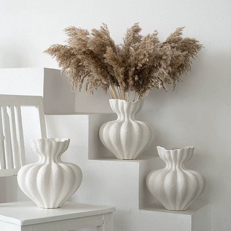 Wasabi style French large vase white high-end ornament dining table living room home Nordic style retro ceramic vase