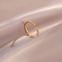 Moebius light luxury zirconium open-mouthed ring for women, fashionable cool style simple hoop tail ring, niche design sense index finger ring