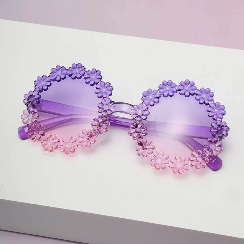 2026 nuevas gafas de sol de margarita para niños gafas de pétalos de marco redondo lindas bebés fotos gafas de sol UV