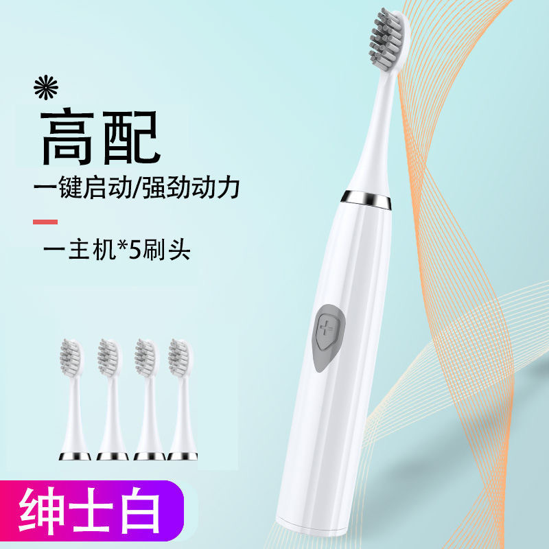 배터리 1 단 기어 화이트 (브러시 헤드 5 개)