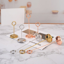 现货不锈钢餐牌夹 婚庆酒店宴会 餐厅餐牌座 镀金色圆形菜牌台卡