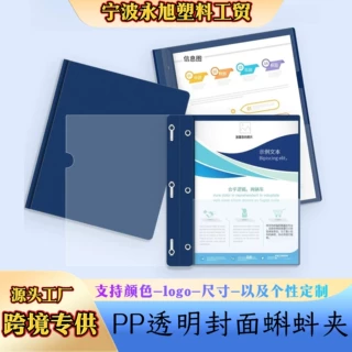 跨境专供透明封面蝌蚪夹单插袋PP加厚30丝文件夹办公收纳可定制