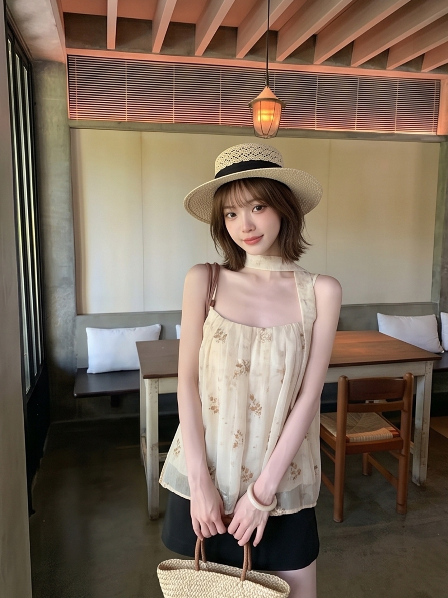 【Original Fabric】French-style heavy-duty sequin embroidery camisole for women, summer loose-fitting design chiffon top
