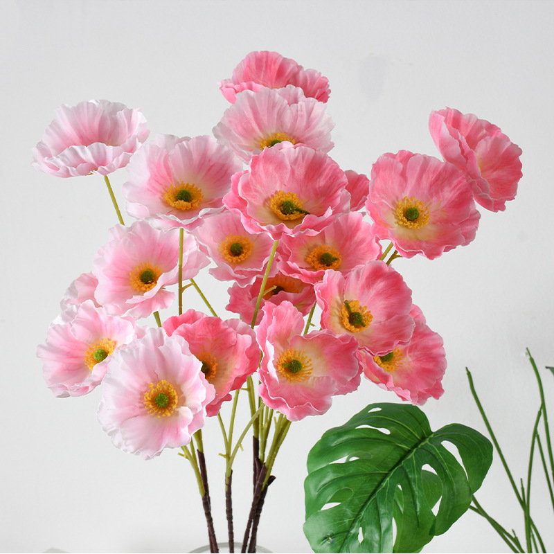 Simulación de flores de amapola 3D retrógrado pinturas al óleo de yu belleza flores falsas bodas decoración de hotel flores artificiales