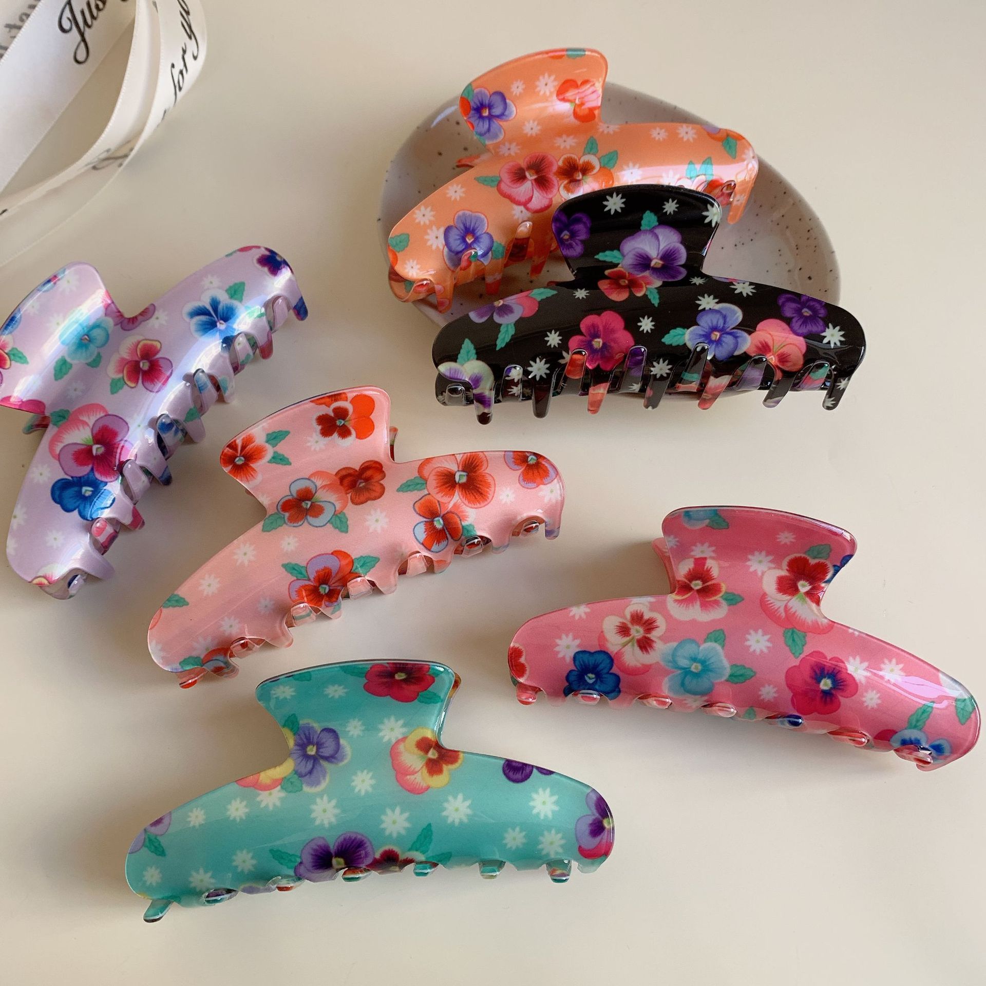 Flower Pattern Casual Pastoral Women's Flower Arylic Hair Claws