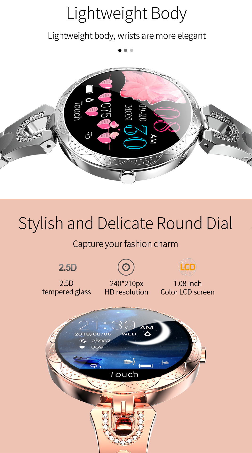 Woman Smart Watch Bracelet Girl Heart Rate Blood Pressure Application Scenario