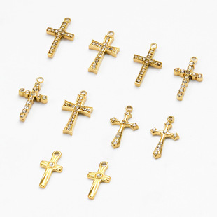 New cross stainless steel zircon pendant diy creative handmade jewelry accessories with clavicle chain pendant wholesale