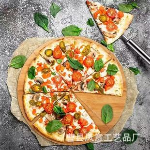 Household Japanese-Style Western Food Plate Pizza Board Baking Round Pizza Tray Bamboo Bread Cutting Dessert Steak Cutting Board