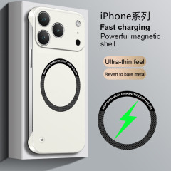 超薄纯色半包适用iPhone17手机壳无边框磨砂磁吸苹果16防摔保护套