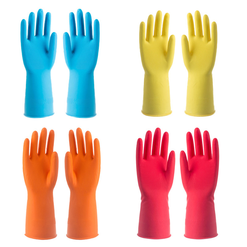 Guantes para lavar platos para la cocina del hogar de las mujeres ropa de lavado de piel de goma limpieza del hogar látex de plástico impermeable espesado guantes resistentes al desgaste