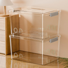 e透明收纳箱全透带盖加厚玩具零食整理箱塑料收纳盒储物筐包邮