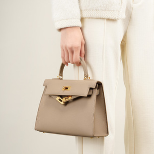 2025 New Autumn and Winter Fashionable Cowhide High-End Genuine Leather Kelly Bag Mini Crossbody Handbag for Women