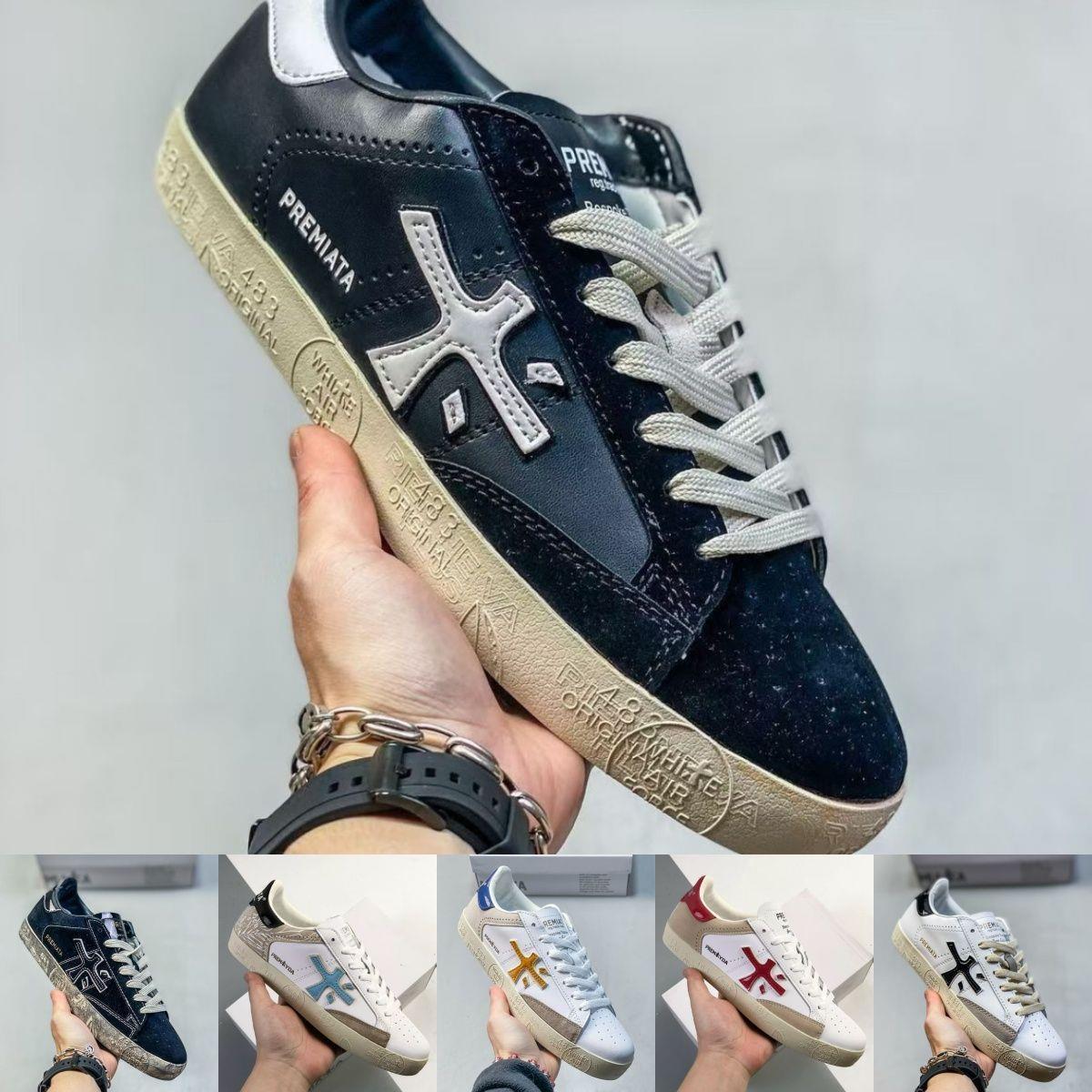 PREMIATA low-top retro distressed sneakers, Italian wooden-style, men's casual shoes for couples