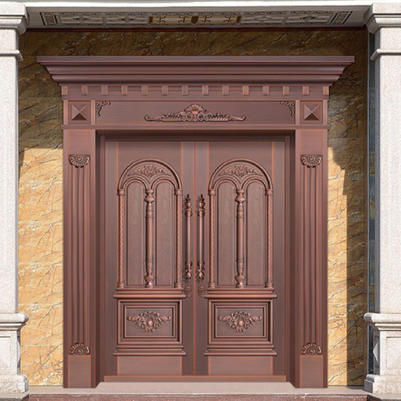 Factory Direct Sales Chinese-Style Copper Door Custom-Made Rural Residential Entrance Door Custom-Made Home Double-Open House Copper Door