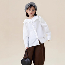 秋季新款纯棉儿童英伦学院风中大童校园字母外穿长袖打底衫柔软